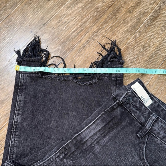 VERVET High Rise Wide Leg Jean Baggy Ankle black Destroyed Raw Hem Distressed - Picture 3 of 10